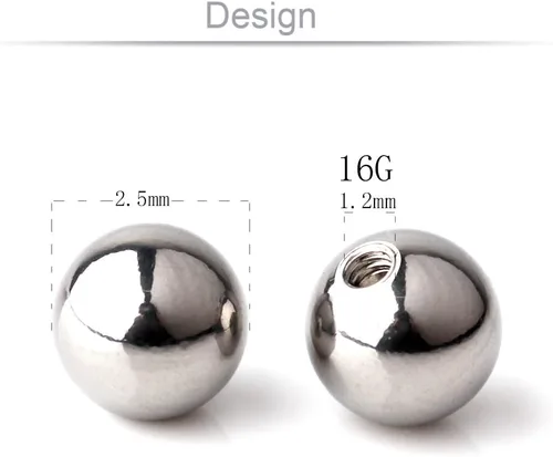 Vista 3 de Ruifan Bolitas de repuesto para piercings. Joyas para el cuerpo. Paquete de 10 bolitas para piercing de 16 y 14 gramos.