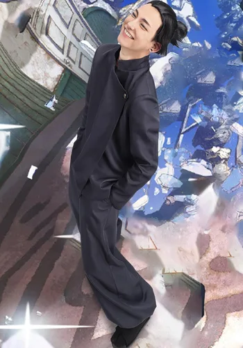 Vista 7 de DAZCOS Geto Suguru - Peluca de cosplay, accesorios de disfraz de anime JJK para Halloween (negro B)