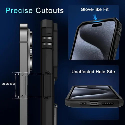Vista 360 de DEERLAMN Funda para iPhone Xs Max con funda deslizante para cámara + protector de pantalla, soporte giratorio de anillo de grado militar a prueba