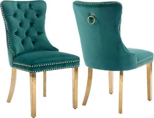Vista 74 de Juego de 2 sillas de comedor de terciopelo beige, modernas sillas de cocina tapizadas