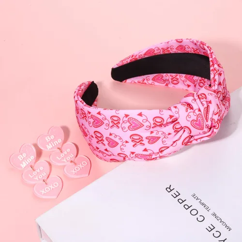 Vista 82 de YAHPERN Diadema para el día de San Valentín para mujer, colorida diadema de algodón con estampado de corazón de conversación XOXO Love, diadema