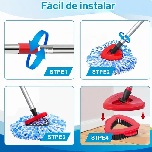 Vista 6 de Paquete de 8 cabezales de repuesto para fregona giratoria O Cedar Rinseclean 2 Tank System Microfiber 100% Reusable Mop Refills, 6 Mop Heads, 1