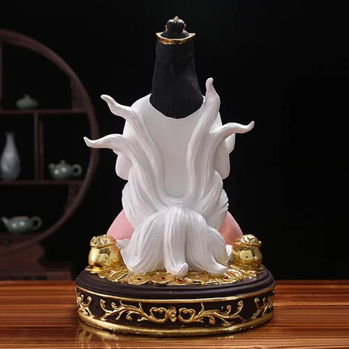 Vista 7 de TOMYEUS Estatua de Buda Exquisita estatua de zorro, hada, diosa, buda, decoración de la suerte para el hogar, bendice el matrimonio y la paz, famoso