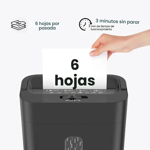 Vista 2 de 6-Sheet Shredder for Home Office, 3.43 Gallon Cross Cut Shredder, P-4 High Security Paper Shredders for Credit Card Staple Clip, Portable Handle