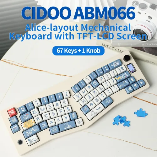 Vista 2 de EPOMAKER CIDOO ABM066 Alice-Layout - Teclado mecánico con pantalla TFT-LCD y perilla giratoria, programable por VIA, 3 modos intercambiables
