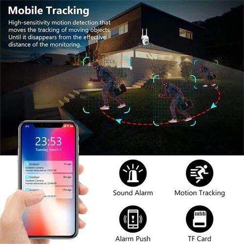 Vista 3 de Cámaras de seguridad para exteriores, cámaras WiFi de 2.4 GHz y 5G para seguridad en el hogar, cámaras de vigilancia domo 1080P, visión de 360°