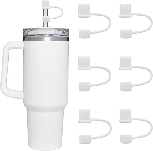Vista 19 de 6 fundas de silicona para popote compatibles con Stanley Cup, vaso de 30 y 40 onzas con asa de 0.394 in, tapas de popote a prueba de polvo