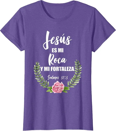 Vista 5 de Jesus ES Mi Roca - Camiseta con versículo bíblico cristiano español Salmos Asphalt Grey