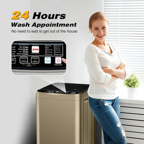 Vista 3 de Lavadora portátil completamente automática de 17.7 libras, pequeña lavadora para apartamento, programa de 10 lavados con manguera de drenaje