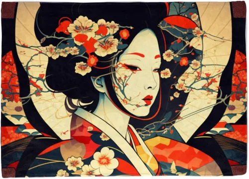 Vista 8 de GOLEHS Tapiz de emperatriz japonesa mística, disponible en tamaños de 30 a 90 pulgadas, con herramientas de fácil instalación incluidas