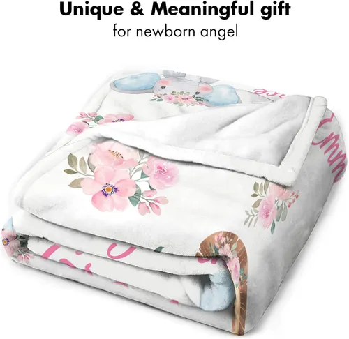 Vista 7 de Kingdora Manta de bebé personalizada con animales – Zoológico, selva, bosque y temática floral – Personalizada, Niñas