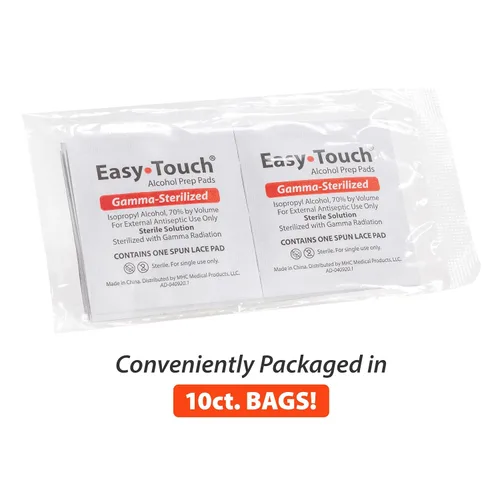 Vista 3 de EasyTouch - Almohadillas de preparación de alcohol esterilizadas con gamma, envueltas individualmente, 10 por paquete, 1200 paquetes