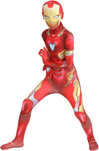 Vista 2 de LUOWAN Disfraz de superhéroe para niños disfraz de cosplay de Halloween traje de elastano estilo 3D