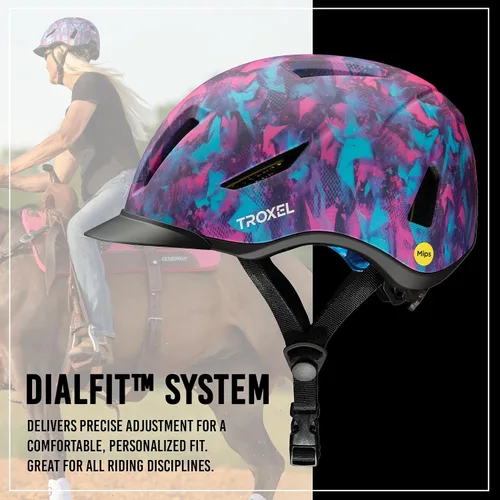 Vista 4 de Troxel Terrain MIPS - Casco de equitación con enfriamiento, perfil bajo, diseño microajustable, equipo de equitación, talla grande (7-3/8-7-3/4)