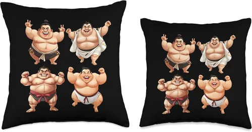 Vista 3 de I'm not fat I'm sumo-sized Sumo wrestler Rikishi Funny Fat 4 Sumo Wrestlers - Almohada de 16 x 16 pulgadas, multicolor