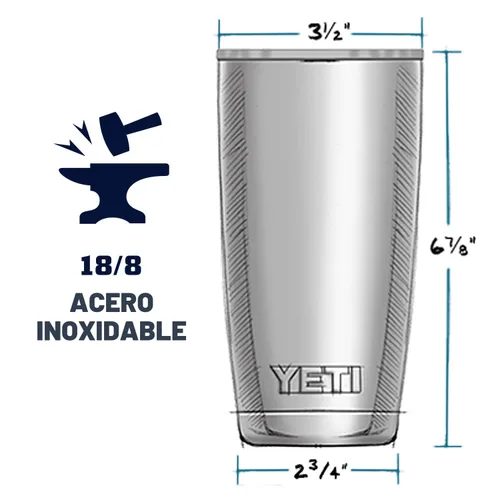 Vista 2 de Yeti Rambler - Vaso de 20 onzas, acero inoxidable, aislado al vacío con tapa MagSlider
