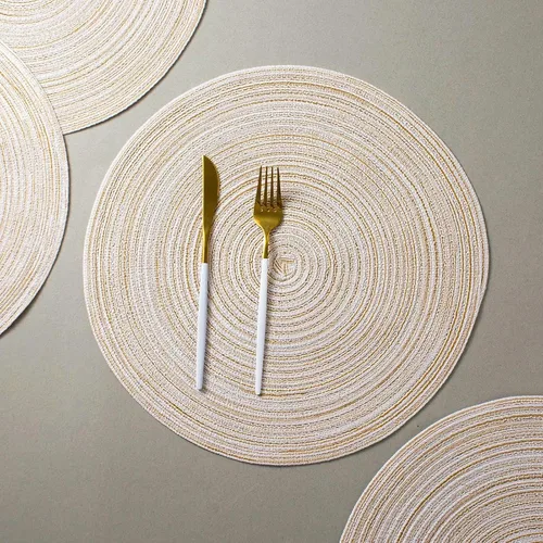 Vista 4 de AHHFSMEI Juego de 6 manteles individuales redondos trenzados para mesas de comedor, tejidos naturales, resistentes al calor, 15 pulgadas (beige)