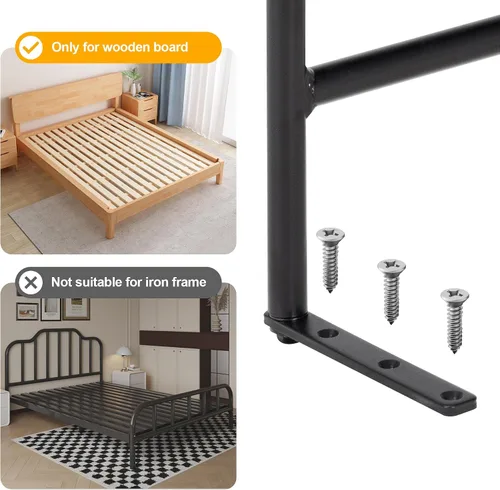 Vista 2 de Riel de cama atornillado para cama ajustable, apto solo para tabla de madera, 1 unidad, 22 pulgadas de altura