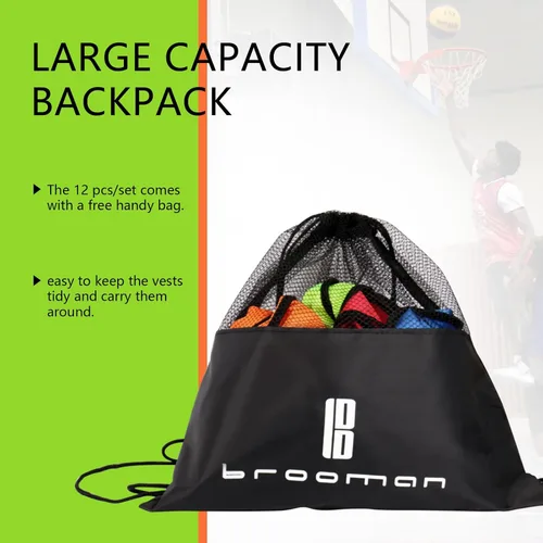 Vista 5 de brooman Scrimmage - Chaleco de entrenamiento para niños, jóvenes y adultos, camiseta de práctica de fútbol atlético (12 y 24 unidades)