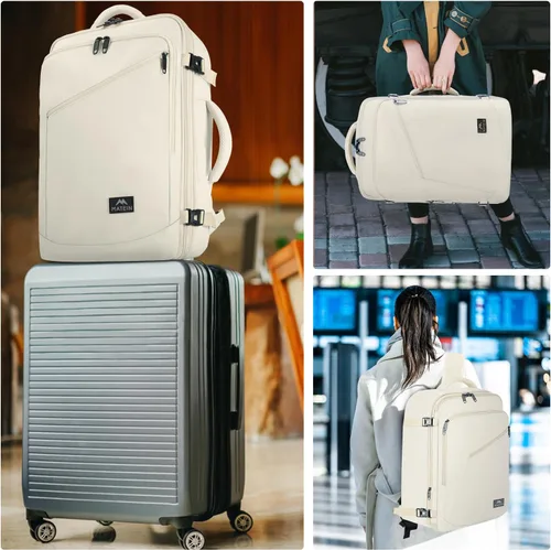 Vista 7 de MATEIN Mochila de viaje grande para mujer, mochila ligera de mano y correas de hombro ocultas, mochilas antirrobo impermeables para vuelo, mochilas