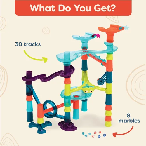 Vista 12 de B. toys Marble-Palooza Marble Run, juego grande de 38 piezas STEM Tracks