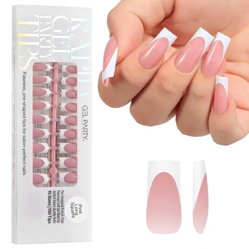 Vista 15 de GELPARTY - Puntas de uñas francesas X-Nude Short Almond, 150 unidades, 15 Desnudo