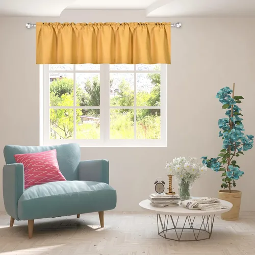 Vista 32 de DECOVSUN Cenefa morada para ventanas de 60 x 18 pulgadas, aislamiento térmico sólido, bolsillo para cortinero, cenefa corta para cocina, cenefa
