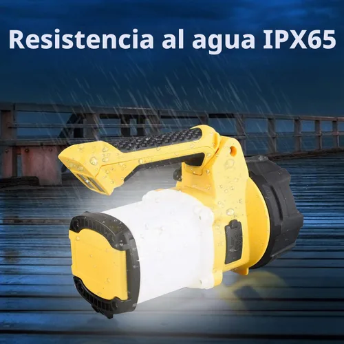 Vista 4 de Foco recargable 3 en 1, 6 modos de linterna LED de mano recargable, luz de campamento de energía portátil, IP65 impermeable adecuada para senderismo