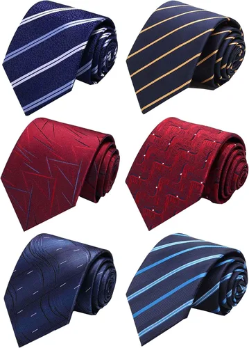 Vista 8 de WeiShang Lote de 6 corbatas clásicas de seda para hombre, corbatas tejidas jacquard
