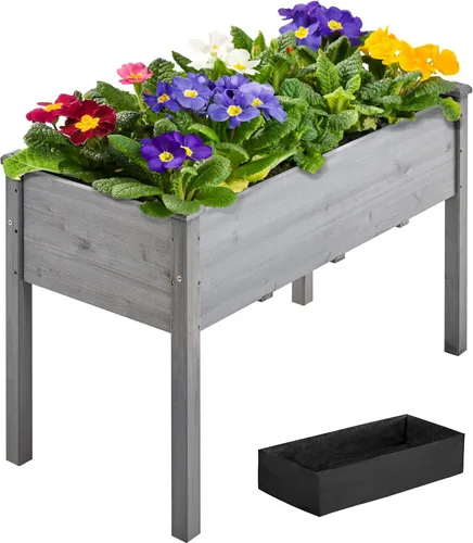Vista 14 de Yaheetech 1 pieza Cama de Jardín Elevada 48x24x30 pulgadas Jardinera de Madera Elevada para Horticultura con Patas Cama de Cultivo de Pie
