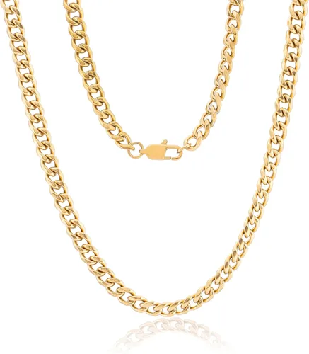 Vista 9 de XIANNVXI Cadena de eslabones cubanos para hombres y mujeres, chapado en oro real de 18 quilates, cadena de eslabones para hombre, cadena de acero