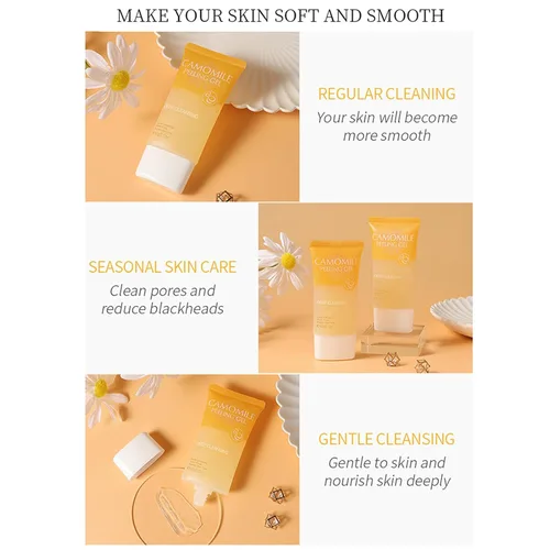 Vista 7 de Gel exfoliante de manzanilla de limpieza profunda de poros encogimiento de poros exfoliación suave apretar, hidratar, hidratar, reparar, suavizar
