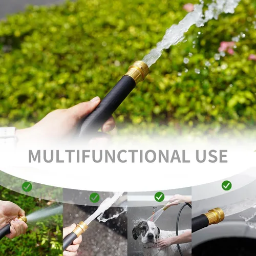Vista 7 de Wiseflow Leader Hose Manguera de agua resistente de 3 x 5/8 pulgadas con accesorios de latón macho a hembra, extensor de manguera corta para carrete