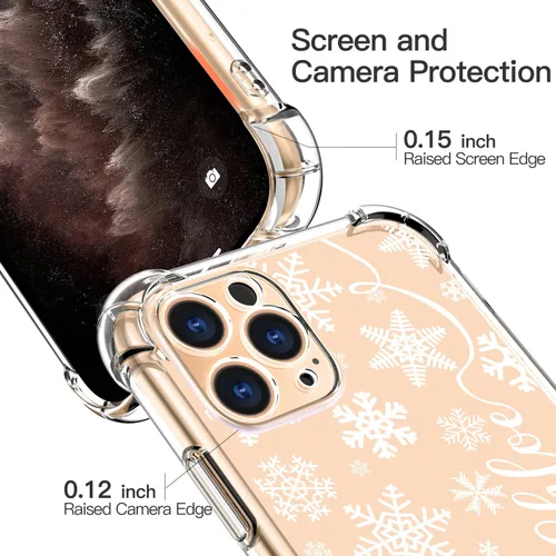 Vista 4 de LUXVEER Funda para iPhone 11 Pro con protector de pantalla, elegante diseño floral en TPU suave transparente, ajuste delgado, funda protectora