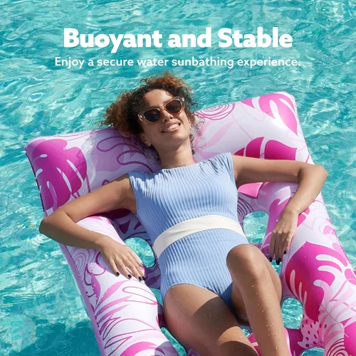 Vista 4 de Sloosh Inflatable Pool Floats Adults - Large Pool Float Tanning Raft with Headrest, Keep Cool Above Water Swimming Pool Floaties Beach Lake Party