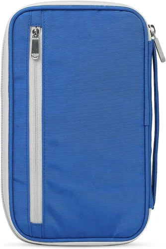Vista 4 de Etercycle Fundas de pasaporte con bloqueo RFID, cartera de viaje familiar para parejas, mujeres y hombres, Azul, Moderno