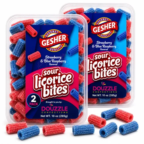 Vista 12 de DOUzzle Kosher, caramelos de regaliz rellenos de frambuesa azul, gomitas suaves y masticables (10 onzas, 2 unidades)