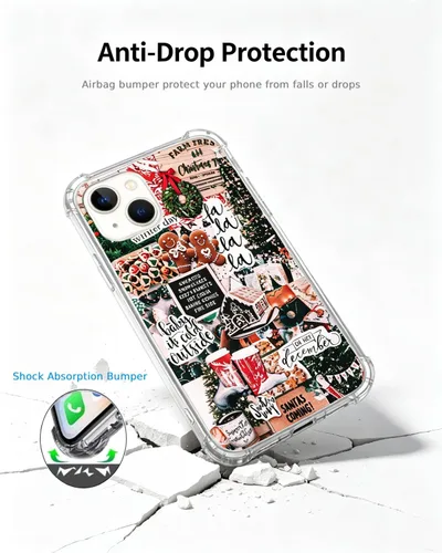 Vista 4 de Funda estética navideña compatible con iPhone 15, funda festiva de invierno para iPhone 15, funda de TPU a la moda Navidad estética
