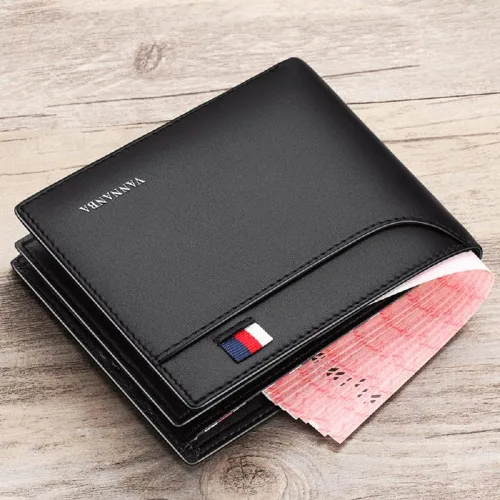 Vista 5 de WILLIAMPOLO Billetera delgada para hombre de piel minimalista con bolsillo frontal