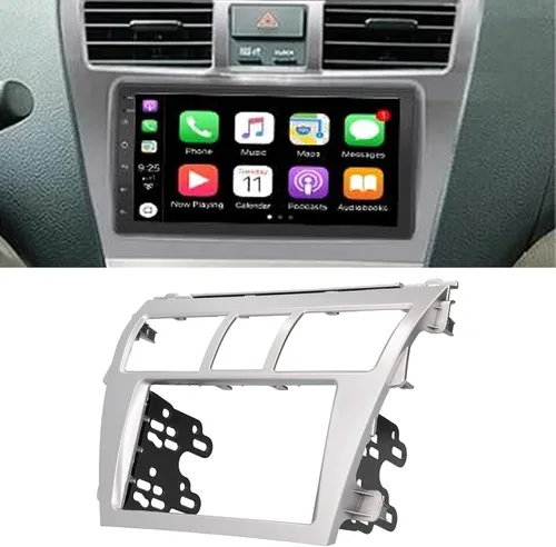 Vista 2 de Doble DIN coche estéreo Fascia Dash Kit para Toyota Belta Sedan Navigation (plata)