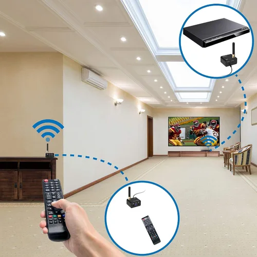 Vista 8 de SIIG Kit extensor de control remoto IR inalámbrico, amplificador de señal de repetidor infrarrojo, IR de 20 a 60 KHz, transmisor y receptor