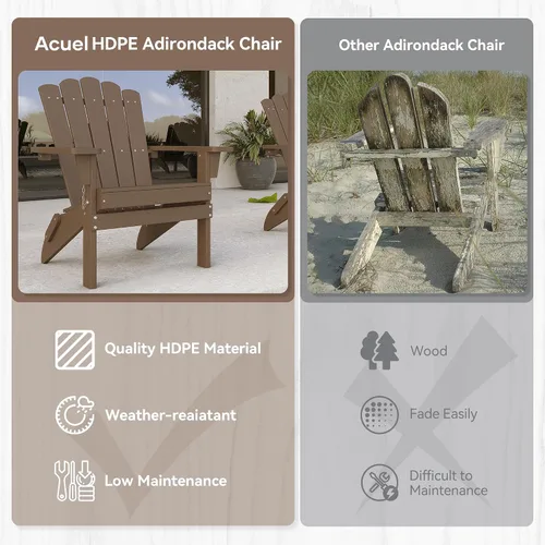 Vista 5 de Silla Adirondack plegable HDPE 1 paquete, marrón Marrón oscuro