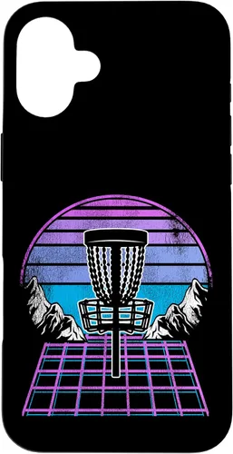 Vista 23 de Disc Golf Basket 90s Synthwave Sunset Retrowave Frisbee Golf Case for iPhone 17
