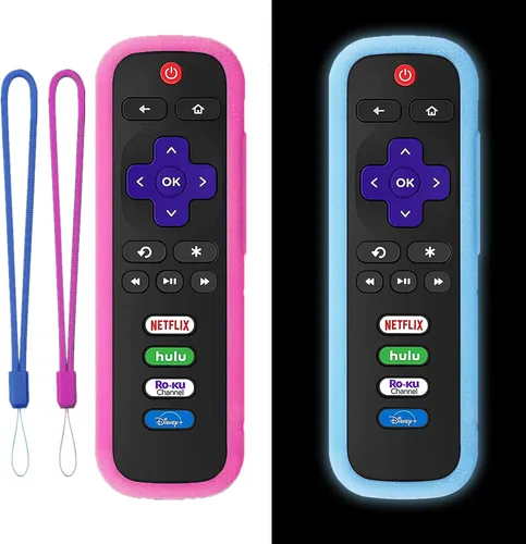 Vista 8 de Funda protectora de silicona para control remoto de Roku Funda universal para control remoto Roku de TCL Hisense con rastreador, luz en la Azul