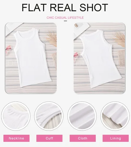 Vista 5 de Dokotoo - Camiseta ajustada sin mangas para mujer, con tirantes anchos y acanalados, espalda cruzada, deportiva, para entrenamiento
