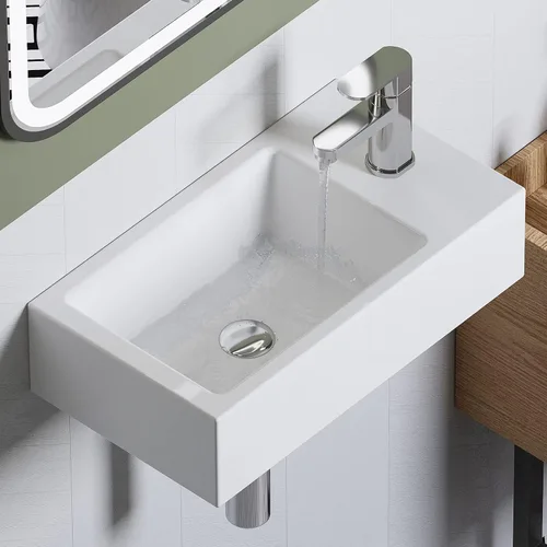 Vista 11 de HOROW Lavabo de Baño Rectangular para Montaje Inferior, Lavabo Rectangular de Vasija de 20 x 15 Pulgadas con Rebosadero, Lavabo de Cerámica Blanca