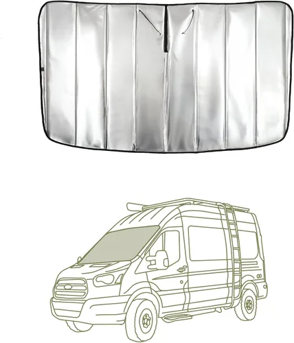 Vista 19 de Cubierta opaca aislante para ventana diseñada para Ford Transit alto/medio, borde de plástico completo de 130 pulgadas de longitud, ventana trasera
