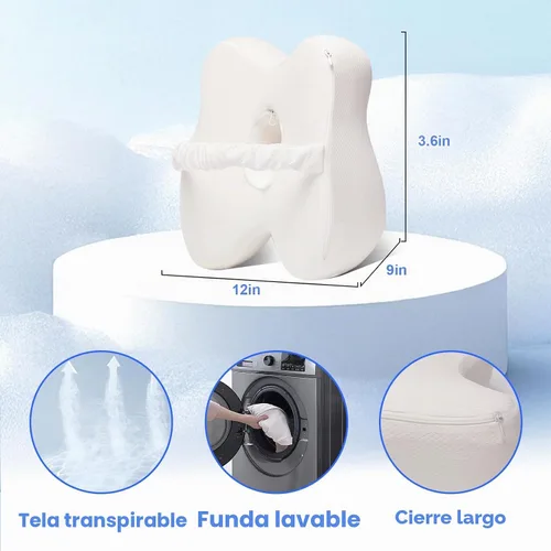 Vista 2 de Almohada de espuma viscoelástica para rodillas para dormir de lado, almohada para piernas con banda elástica para ciática, dolor de cadera