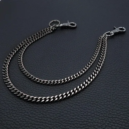 Vista 5 de Cadena de cartera resistente para hombres, mujeres, niños y niñas, pantalones de motociclista, pantalones de motociclista, llavero gótico, negro