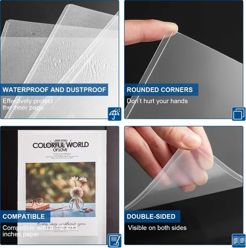 Vista 3 de Jecery Protectores rígidos de impresión de 8.5 x 11 pulgadas, protectores de páginas de papel de plástico rígido transparente para documentos